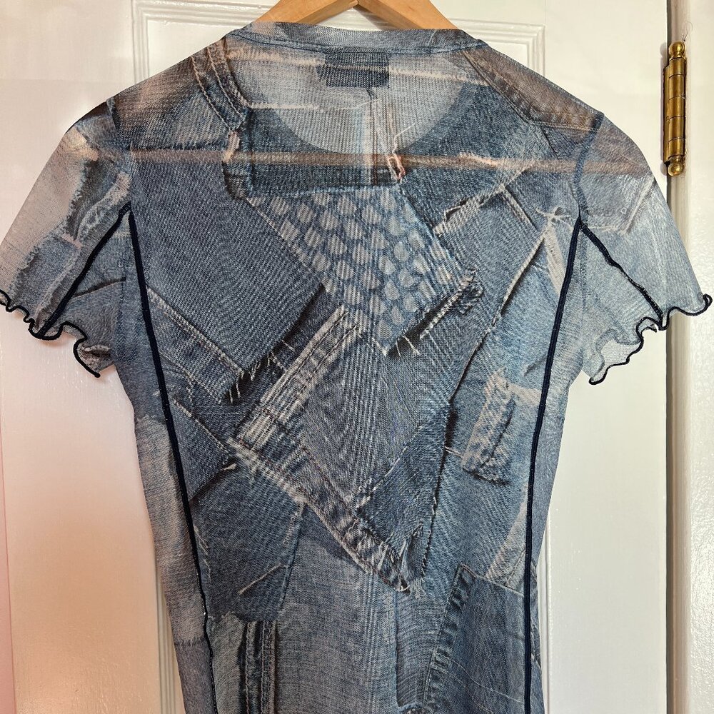 Desigual tulle tshirt with sequins, size S - Picture 4 of 5